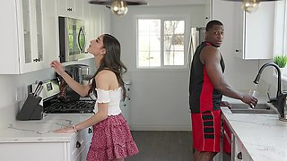 Brunette babe Emily gets her throat fucked by a massive BBC in various positions