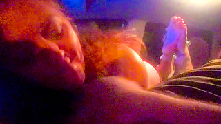 Sexy redhead Liz Lane gives Chester Van Name another amazing Deep throat blowjob and then we switch it up to some foot job  cum