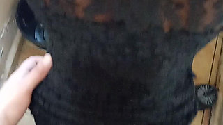 Black Slut Doggystyle and Blowjob White Man in Black Sexy Dress