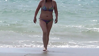 Four Big Orgasms on the Beach and My Stepson Masturbates Watching