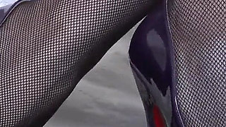High Heels Goddess Shows off Her Purple Patent Leather Pumps