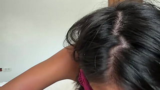 Raw POV Blowjob & Cowgirl Riding with Hot Asian Girl Luna - Sexy Thong Views & Dry Fucking Until She Finally Gets to Ride Cock