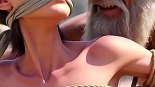 Public Street Bondage - Old Man Touching Helpless Horny Woman