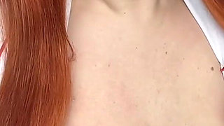 Redhead Nurse Fucks, Sucks, and Squirts on Dildo