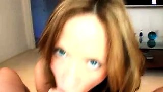 Real blonde amateur giving a POV blowjob