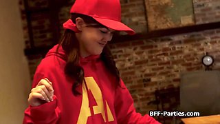 Trick or treat foursome with girlfriends