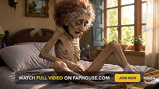 Very Old Widow Masturbates Her Wrinkled Pussy Alone and Craves a Huge Cock