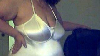 Big-Titted BBW Granny on Webcam in Satin Body Suit