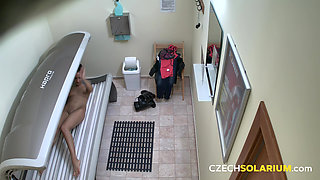 Czech Solarium Young Woman Masturbates While Tanning