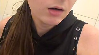 caged transgirl gets fucked by big bbc on toilets