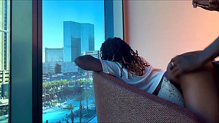 Curvy Plump-assed Ebony Hottie Enjoys Her BF's BBC In Front Of The Window While Looking At Vegas