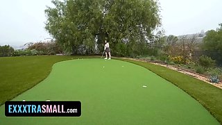 Small step daughter struggles to put her step daddy's enormous knob in her little throat - teamskeet