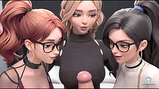Three hot students are relaxing in an adult way (AI generated)