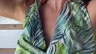 Wife Walking Around and Showing off Her Big Boobs.