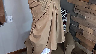 Classy Redhead 50S Secretary or Teacher Outfit Dressing From Girdle and Stockings - Heels, Dress, Blouse, and No Panties