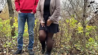 Stepmom's Big Ass Gets Me Hard – Outdoor Amateur Milf Fucks in Pantyhose