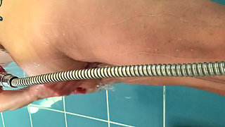 Neighbor wife showering and shaving her holes