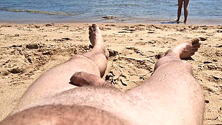 Stepsister Gives Nude Blowjob to Stepfather on a Public Beach