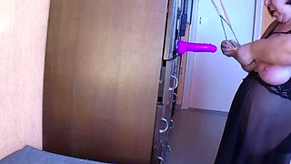 Fat slave Vitgun gets whipped and deepthroat training before Master comes, part 1