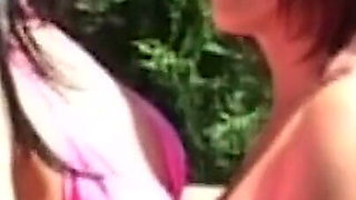 Young Lipstick Lesbians Indulge in Passionate Outdoor Toy Play