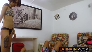 Acro yoga date with petite latina teen turns into hot home fuck