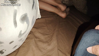 I Secretly Jerking and Cum on My Stepsister's Feet.