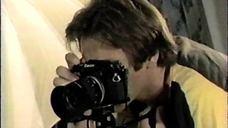 Sexy babe in vintage dress cleans cock off