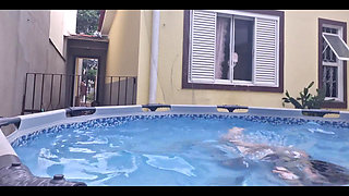 Your Naked Neighbor Showing off in the Pool.