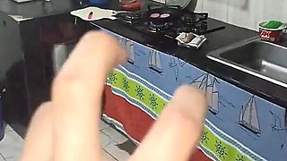 My Wife Cooks Sausages and Hallacas for Me Because I'm Very Hungry and While You See How She's Naked, She Loves to Cook Like Tha