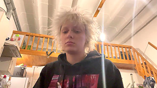 Goth Girl No Makeup Smoking a Cigarette