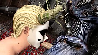 Cyborg Monster Roughly Fucks Two Famous Sluts. Post-apocalyp