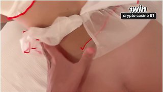 Step Sis In Sexy Nurse Suit Fucks Step Brother To Go To Halloween Party But He Accidentally Creampie