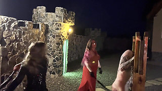 Hardcore Beating and Caning at Night by Two Merciless Dommes