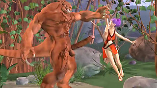 Threesome Interrupted: Monster Orc Destroys Two Innocent Elves