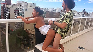Wild Hope has sex with her future husband's best friend hours before the wedding, public sex on the rooftop