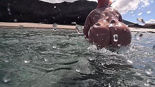 Naked MILF Swimming with Anal Plug Underwater