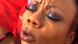 Perfect Ebony French Babe Eating Cum After Perfect Blowjob