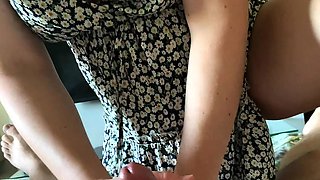 Amateur girlfriend handjob and anal with cumshot