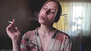 Look into My Eyes While I Smoke – Big Tits Blonde Teen Solo