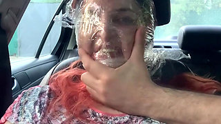 Plastic Wrap Breathplay in Car Outdoor