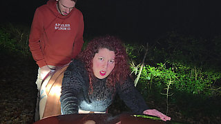 Little Bitch Getting Fucked in the Middle of the Forest in the Night