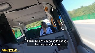 Faux cab \u2013 adorable canadian strips on the backseat before getting creampied by a huge penis