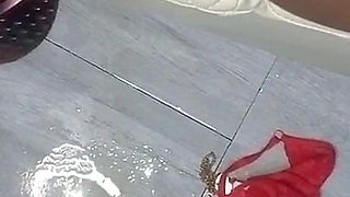 Panties, Flip-flops on the Floor, Everything Wet with Water From My Vagina