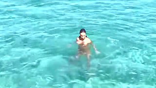 Sexy Swims Naked In Pool And Sea In Hot Country With Monika Fox