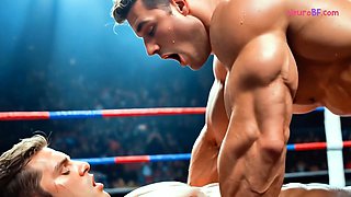 Wrestling muscular destroys beefy ass in public ring