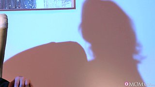 Glamour Blond hair babe Seduces In Stockings