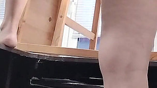 Sexy Brunette Doing Naked Chores Around the House