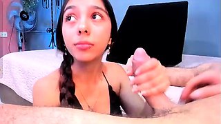Amateur Brunette Teen blowjobs in the toilet on Webcam