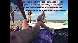 Nude Beach Voyeur: Blonde Wife Kandii Kiss Watches Men Jerk Off in Public POV