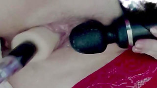 Very Wet Pussy Close-up, Vibrator on Clit, Fuck Pussy Sex Machine